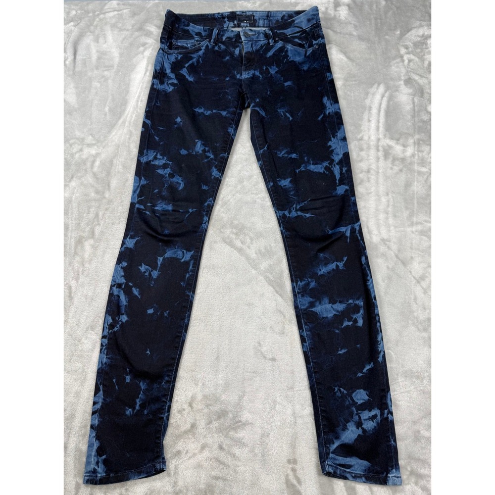 Mother The Looker Rebel in Silk Tie Dye Skinny Jeans Blue Black Size 27